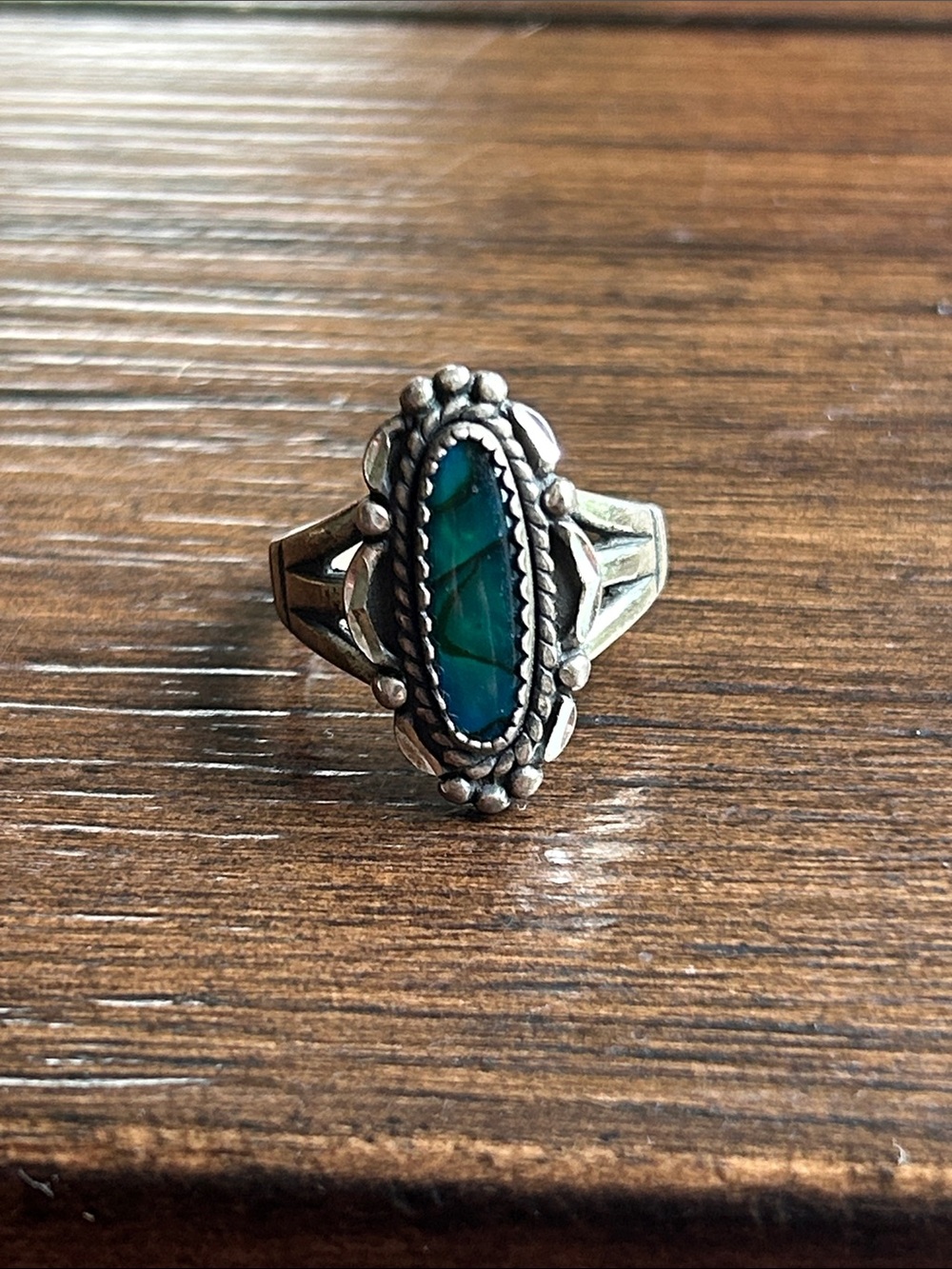 Vintage Bell Trading Post Sterling Silver Abalone Ring Navajo Style size 5.5
